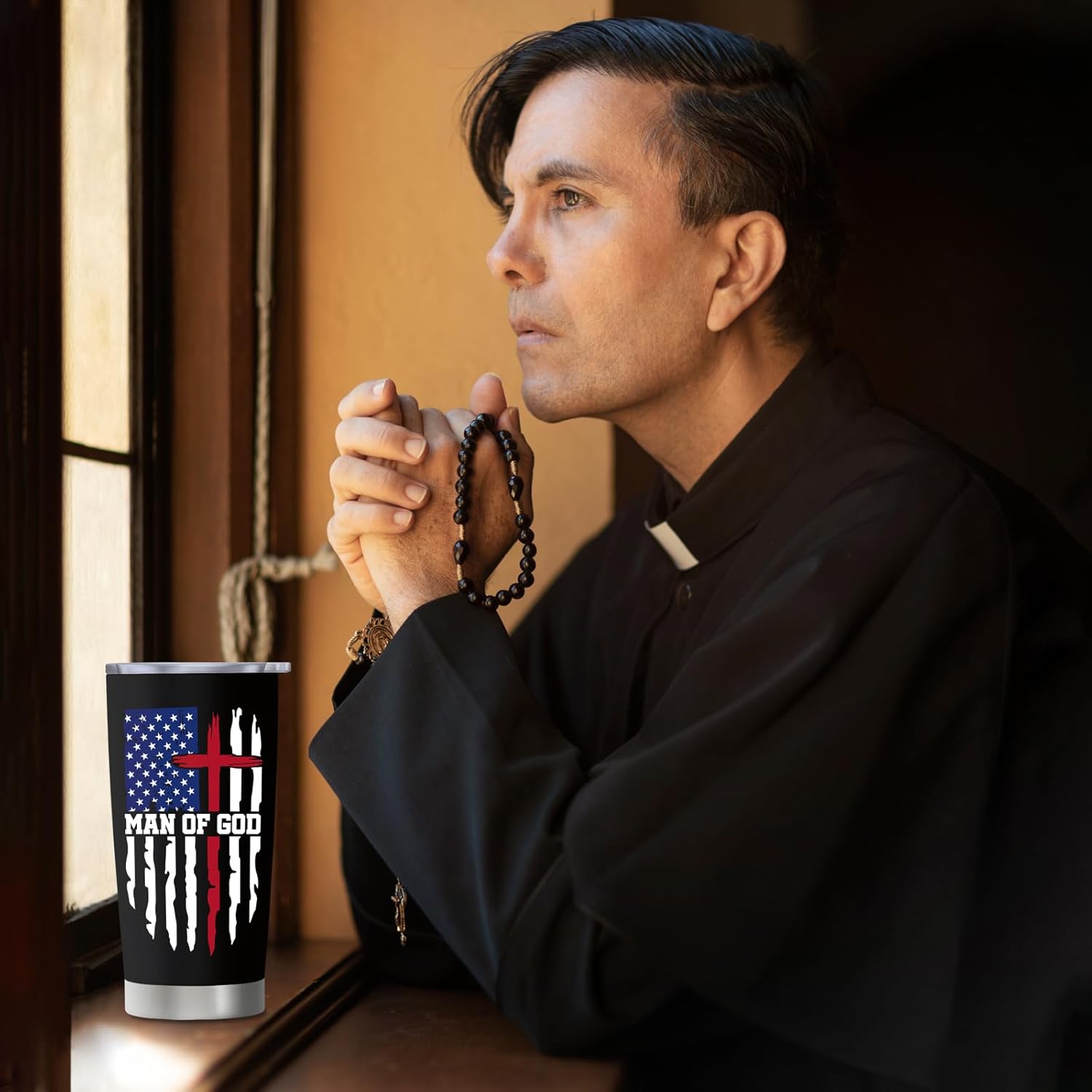 Christian Gifts for Men, Catholic Gift, Religious Gifts for Men, Christian Fathers Day Christmas Birthday Graduation Mugs, Inspirational Gifts, Bible Verse Gift, Man of God 20oz Coffee Tumbler - Image 5