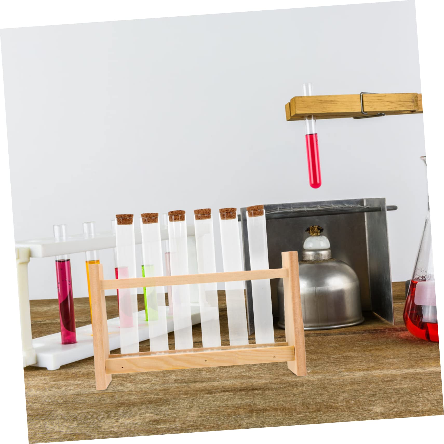 Cabilock Soporte De Tubos De Ensayo De Laboratorio Gradilla De Almacenamiento Madera y Resistente Corrosión