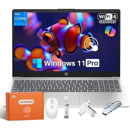 HP 15.6 Inch Touchscreen Business Laptop, Intel 13th i3-1315U(Up to 4.5GHz), 32GB RAM, 1TB SSD, 8H Battery Life, Fast Charge, Wi-Fi 6, Bluetooth 5.3, HD Camera, Windows 11 Pro, Accessories