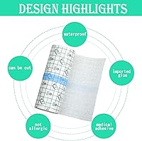 Vista 2 de Vendaje adhesivo transparente impermeable, vendajes adhesivos transparentes, cinta elástica para tatuajes (6 x 394 pulgadas)