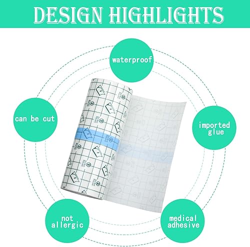 Miniatura 2 de Vendaje adhesivo transparente, impermeable, cinta elástica para tatuajes y natación (6 pulgadas x 10.94 yardas)