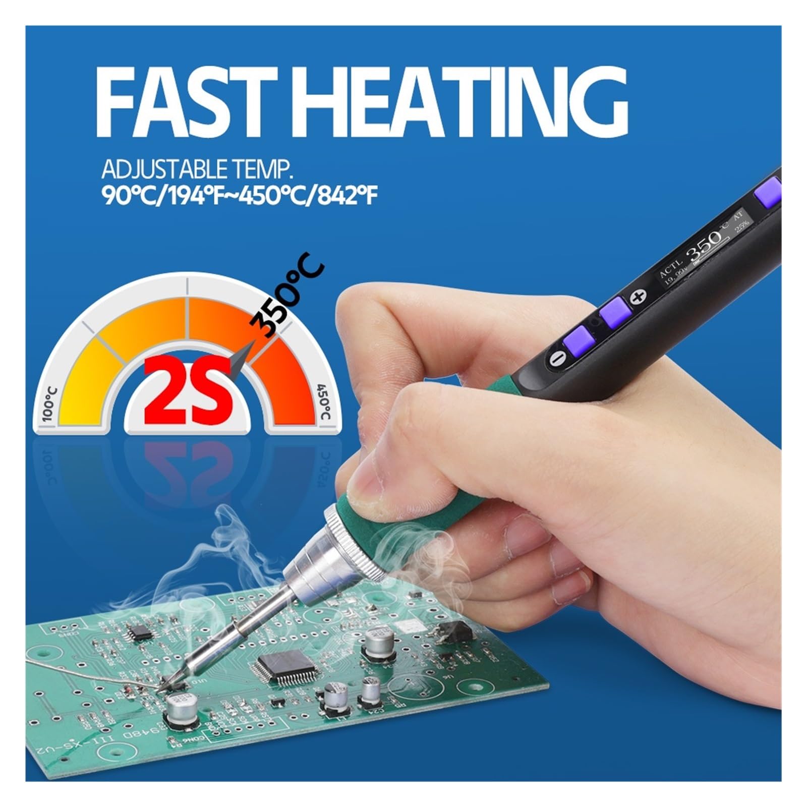 Soldador Portátil Con Calentamiento Rápido Y Ajuste De Temperatura, Compatible USB-C Tipo C, Carga Rápida Calentamiento Preciso(Set2)