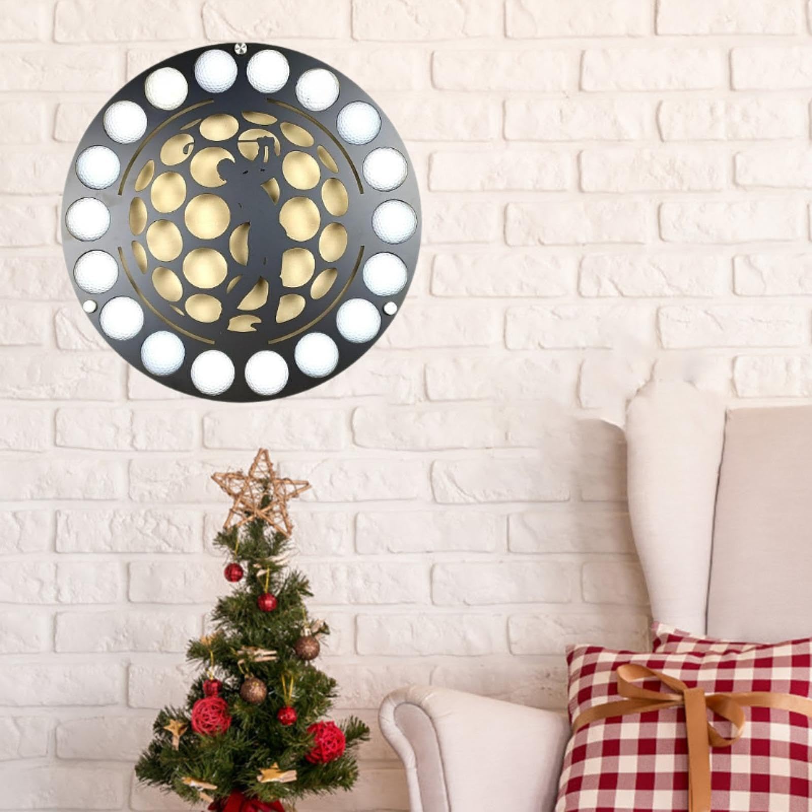 Amagogo Espositore Circolare per Palline da Golf, Porta Palline da Golf, Creativo, Decorazione da Parete Rotonda con Silhouette in Metallo, espositore da, Style a