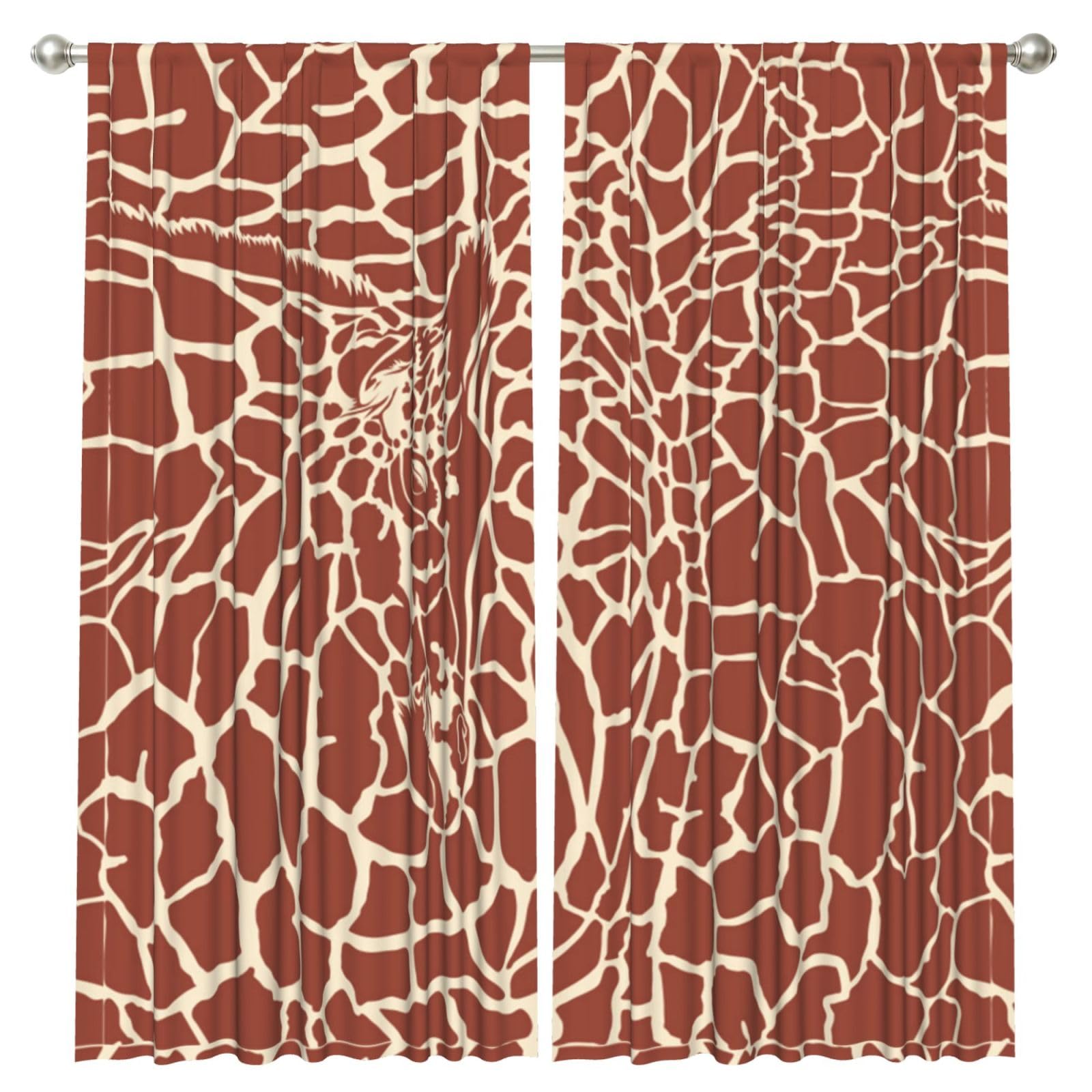 InOmak Giraffe Skin Print, 2 Panels Window Curtains 52 x 84 Inch Blackout Curtains for Living Room Bedroom
