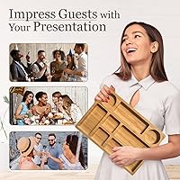 Vista 6 de Lukata Tabla de pastoreo Pequeña tabla de embutidos para aperitivos, queso y aperitivos, plato de bambú duradero para 2-3 personas, fiestas