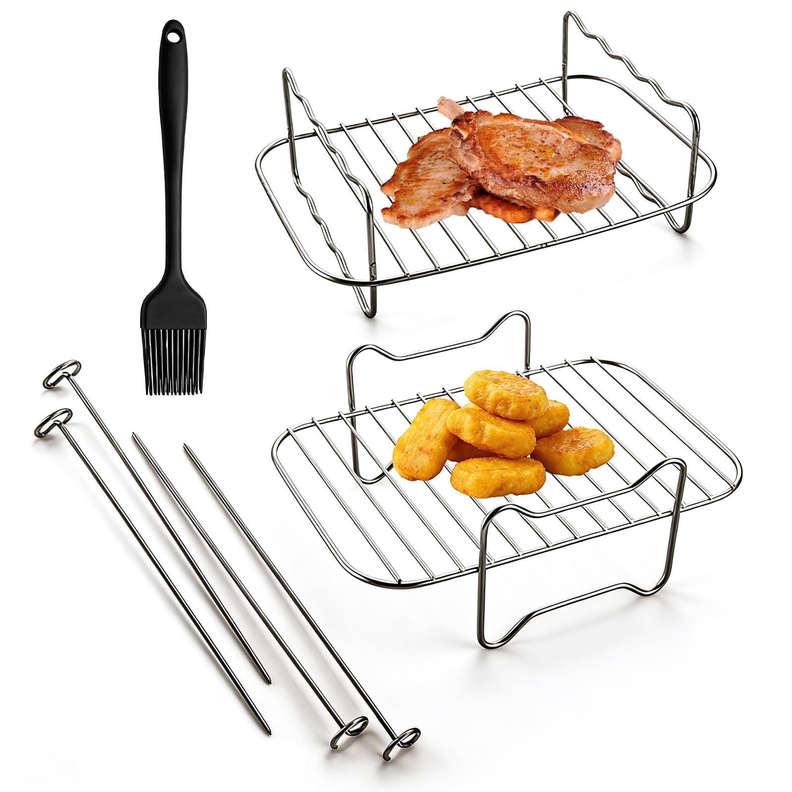2Pcs Air Fryers Rack, Stainless Steel Air Fryer Double Layer Rack