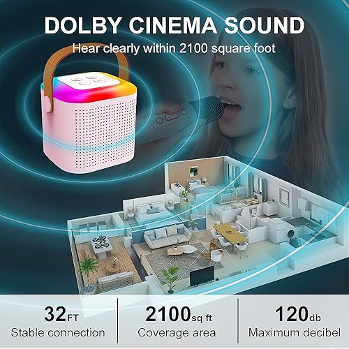 Miniatura 2 de Mini máquina de karaoke para niños, altavoz Bluetooth portátil con 1 micrófono inalámbrico de karaoke, juguetes musicales, regalos de cumpleaños de