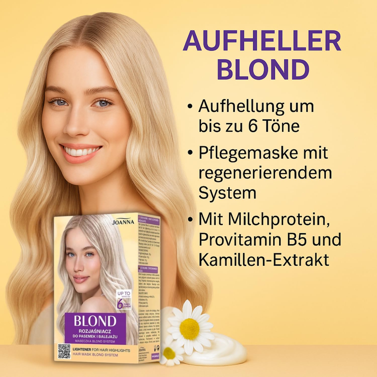 Joanna Blond Lightener for Hair Highlights up to 6 Tones Lightening New Formula - Image 2