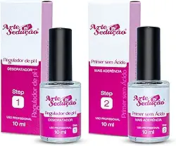 Kit Regulador de pH e Primer sem Ácido 10ml Alongamento Unhas, Arte Sedução