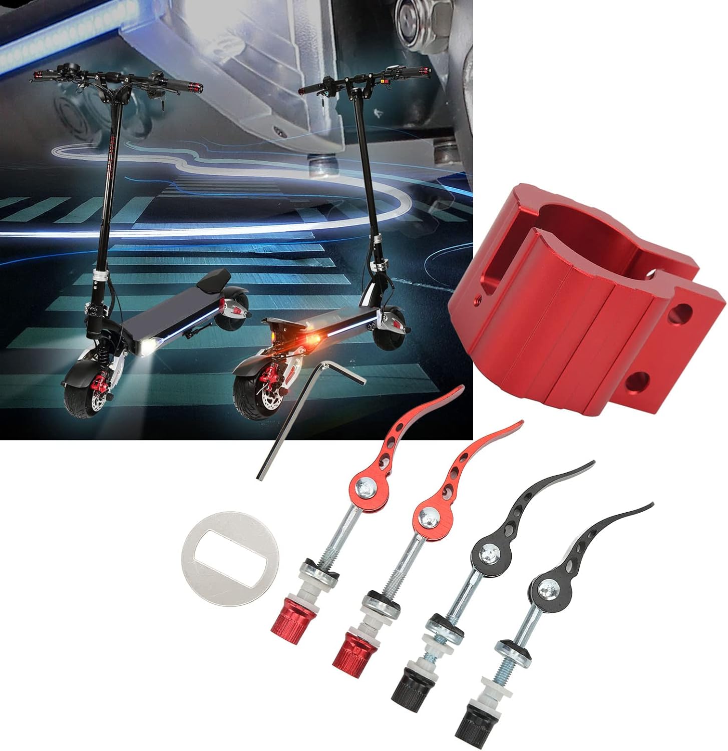 Alomejor Electric Scooter Lock,Quick Release Lever Easy Attachment Scooter clamp Rugged Design with Hex Wrench Included for commuters Urban Riders Daily Travel Security