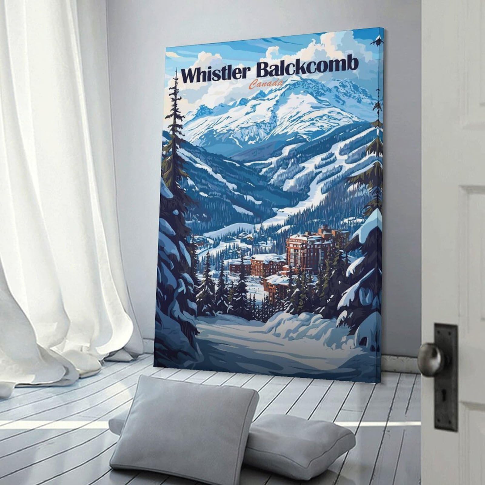 Junmoney Decorative Wall Artwork Whistler Blackcomb Ski Resort, 08x12inch(20x30cm), for Corridors, Hallways Or Apartment Entries, Wall Decor to Refresh Empty Corners