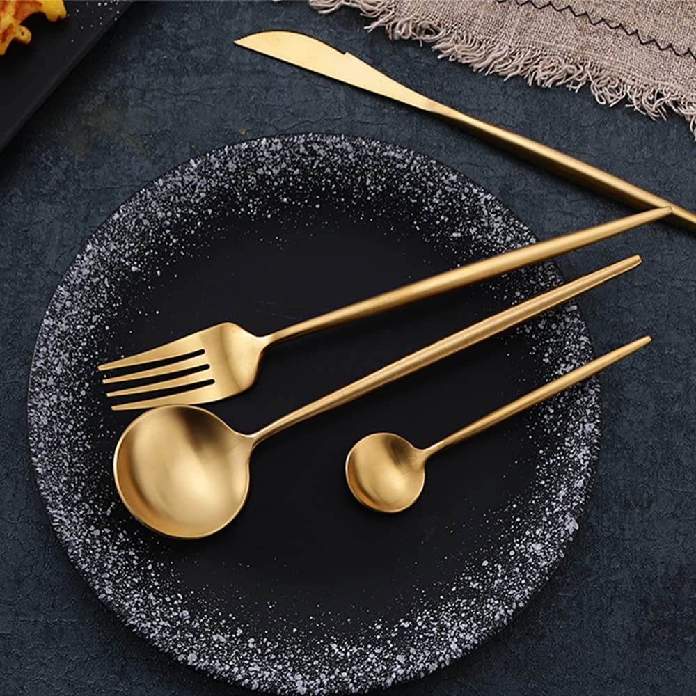 Besteck Set, Edelstahl-Besteck Set 6 Personen, 24-teiliges Geschirr, Prägnant, Nische Essgeschirr für Zuhause und Restaurant, Hochzeit, Halloween, Weihnachten