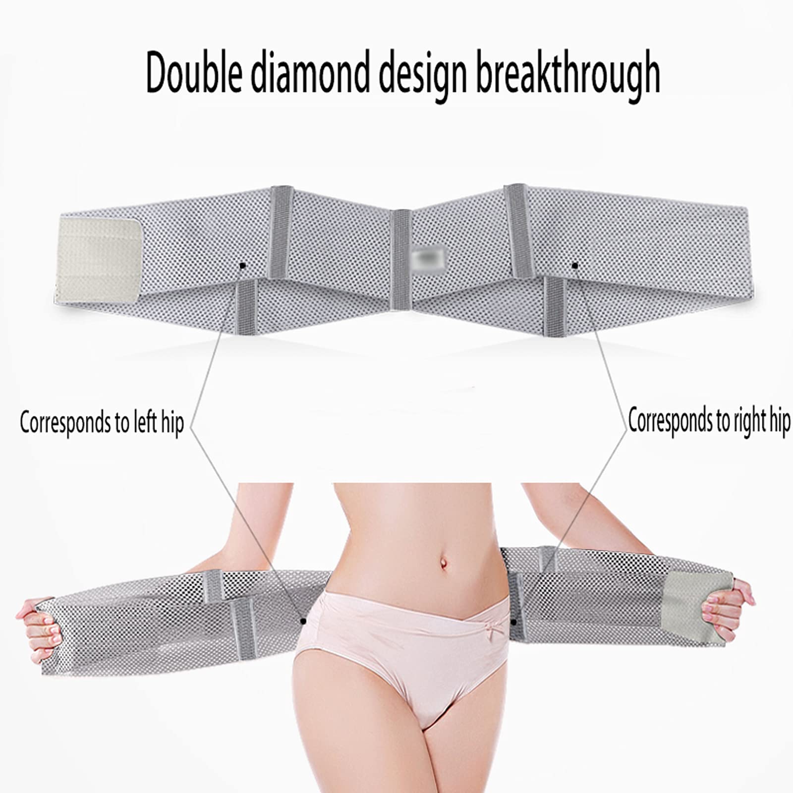 Cinturón de corrección de Pelvis y cinturón de Abdomen Diamond Hip Up Mujeres Postparto Vientre Cintura Entrenador Levantador Abdomen Body Shaper Fajas Conjunto de 2 Piezas,M