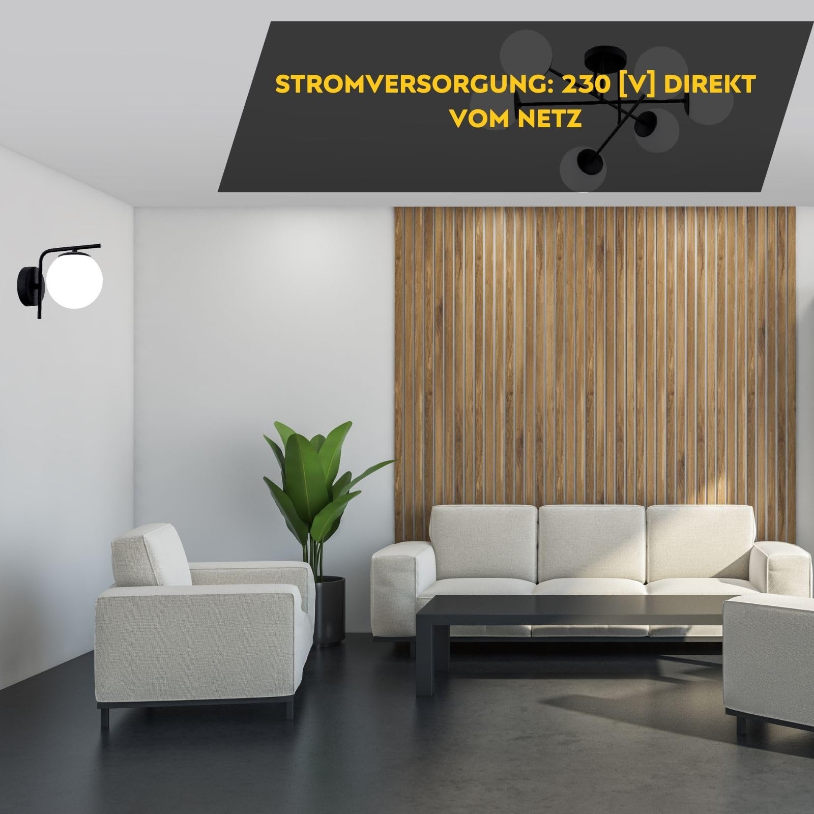 Wandleuchte 1-flammig aus Stahl & Glas | Wandlampe E27 in Schwarz für Wohn-, Ess- & Arbeitszimmer | Einfache Montage | Modern & LED-kompatibel