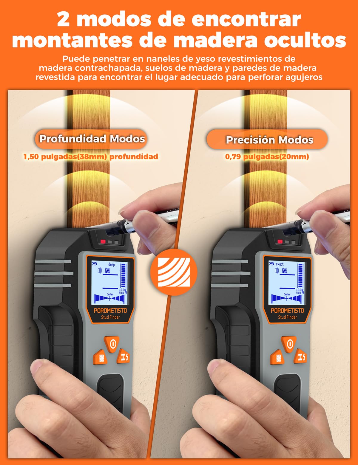 Detector Cables y Tuberias 6 en 1,Profundidad Detección de 20 a 120 mm,Detecta Etales,Tuberías,Tubos de Cobre,Cables,Objetos,Materiales Magnéticos y No Magnéticos,para Profesionales y Bricolaje.