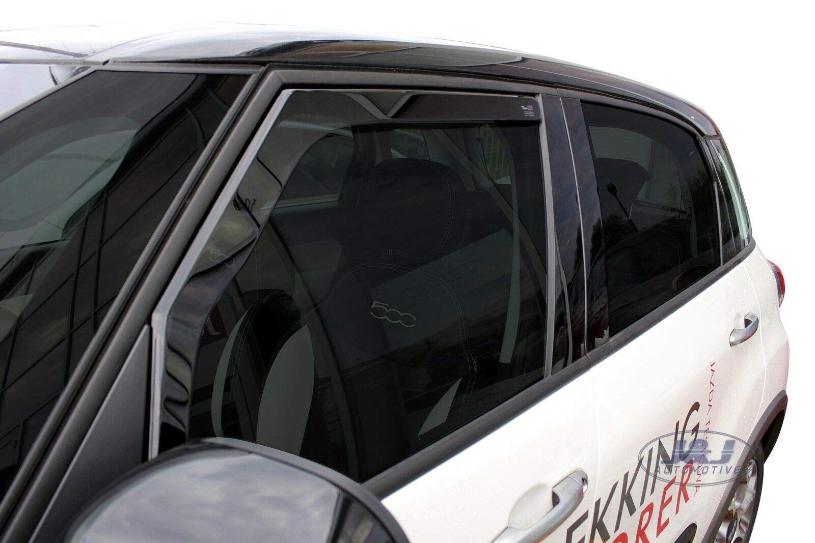 J&J AUTOMOTIVE Deflettori d'Aria per Fiat 500L 2012-2022, Set da 2 Pezzi, Nero Fumé Oscurato Heko