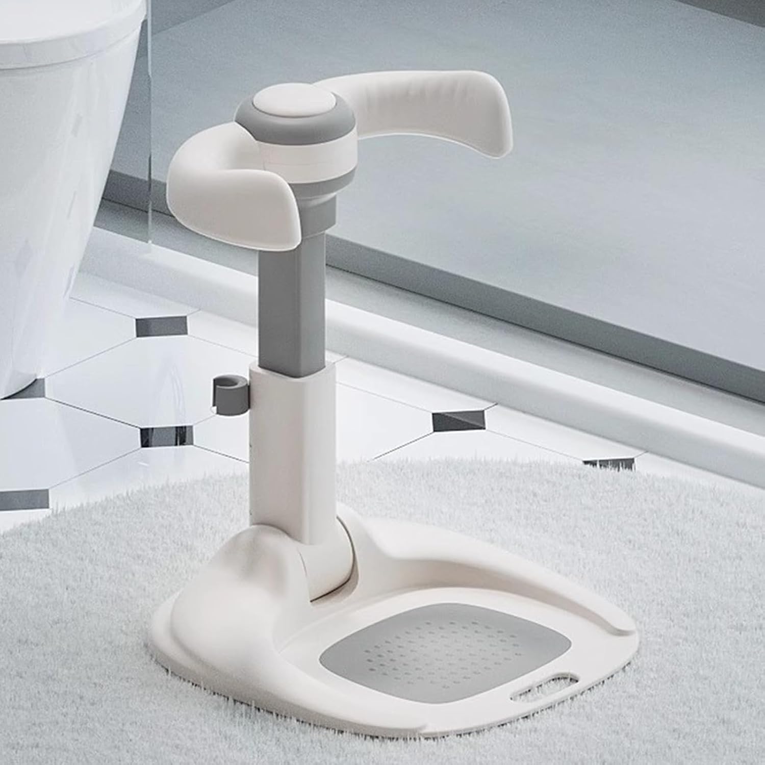 Infant Standing Bath Support, Non-Slip Base Shower Stand, Adjustable Portable Support Device, for Infants Aged 6 to 36 Months