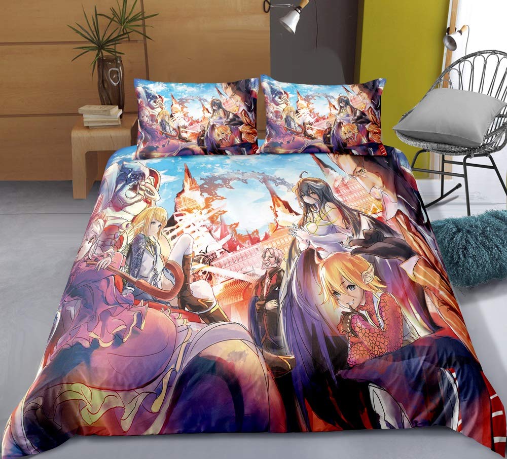 Three-piece Quilt Cover for Overlord Ainz Ooal Gown Guardian of the Class 10169, 3D Anime Quilt Pillowcase, 100% Polyester, Soft and Comfortable, Bedding for Otaku and Anime Fans, Best Birthday Gift