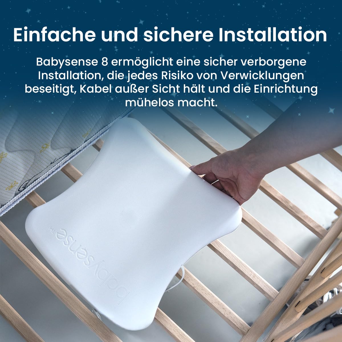 Babysense 8 – Baby-Bewegungsmonitor mit Echtzeit-Warnungen, zwei Sensormatten zur vollständigen Abdeckung des Bettbereichs, für den Heimgebrauch