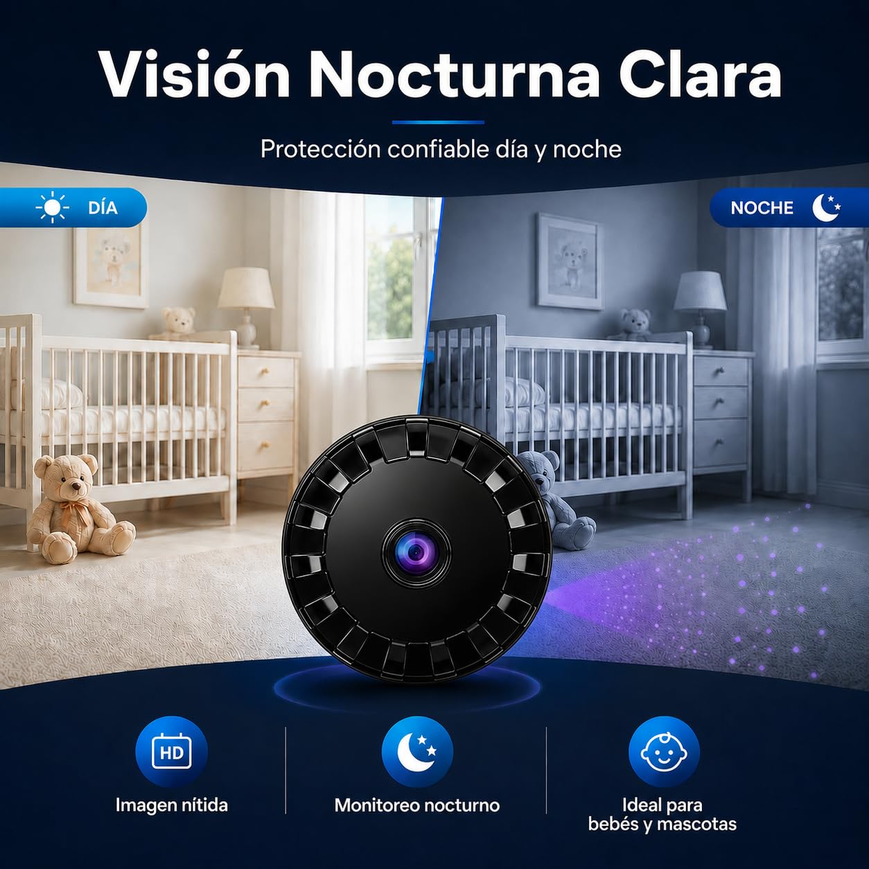 Mini Cámara de Seguridad WiFi, 2026 Mejorada Cámara Oculta para Uso Doméstico, HD 1080P con Visión Nocturna Interior/Exterior para Bebés, Mascotas, Compatible Teléfonos Inteligentes (Black, 4 pieza)