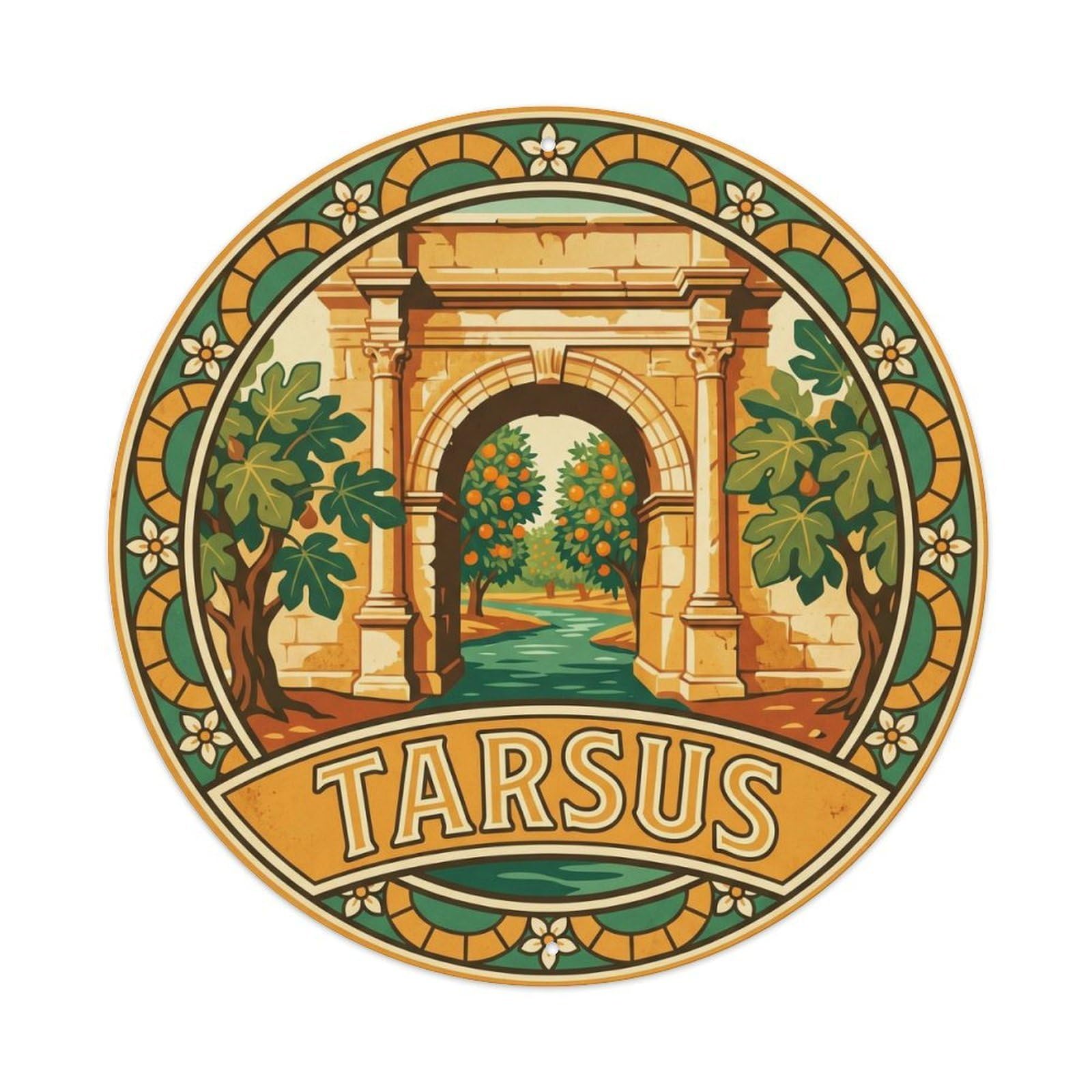 Tarsus Roman Gate Ancient Turkey Classic Graphic Metal Tin Sign