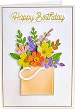Joli Coon 3D SIGNATURE Flowers Premium Birthday Card with Premium Paper Envelope and Seal Sticker