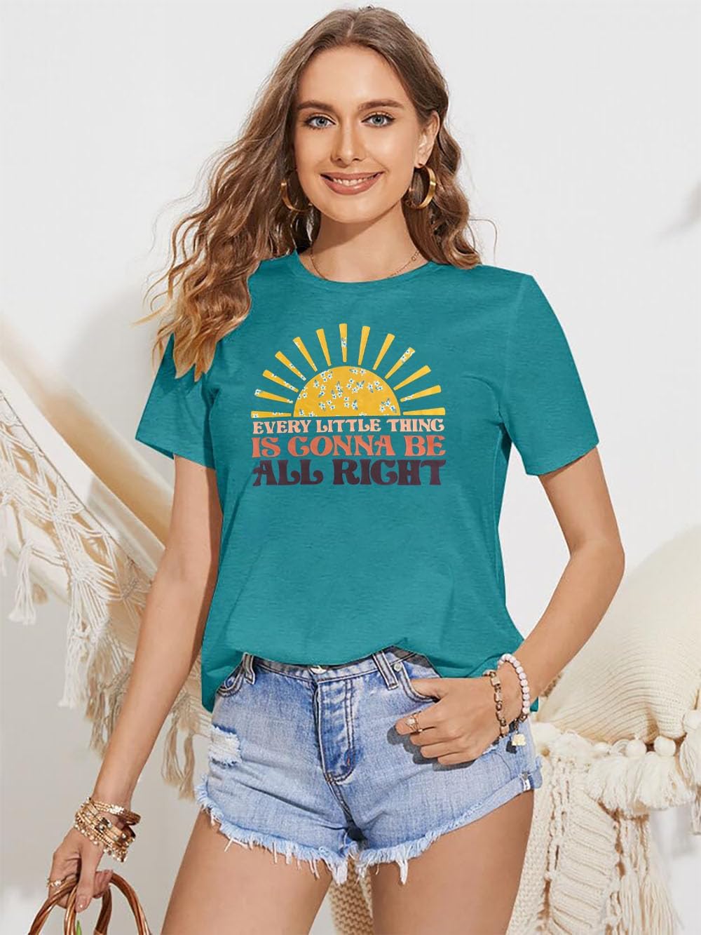 Every Little Thing is Gonna Be Alright Shirt Women Country Music Tshirt Hippie Gift Shirt Vintage Graphic Tees Top - Image 3