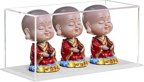 Vista 237 de Better Display Cases Versátil vitrina de acrílico transparente - Caja rectangular grande con base blanca 18" x 12" x 3" (BK09)