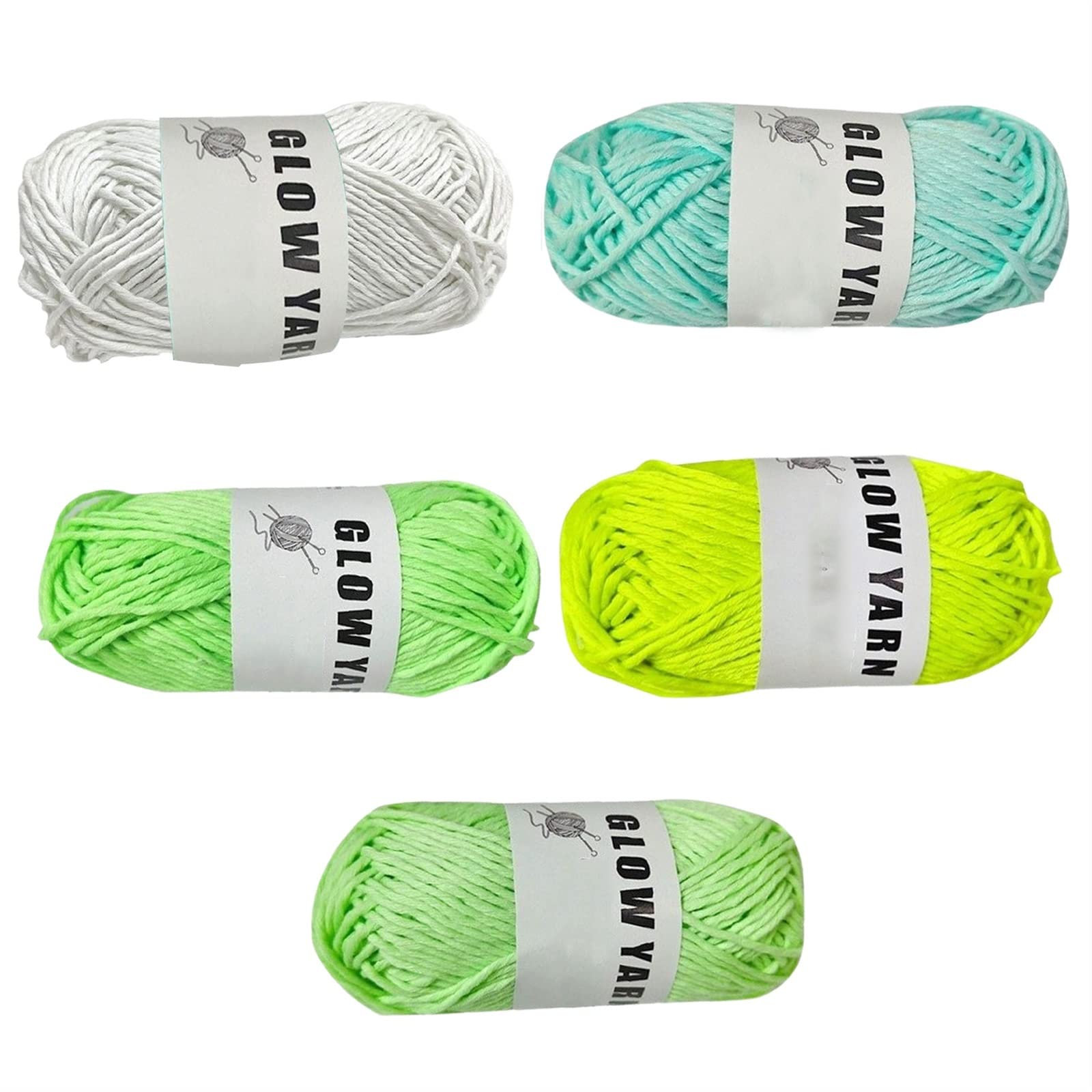 KEWAT 5 Pcs Glow in The Dark Yarn, Sewing Supplies,Fluorescent Soft ​Yarn (55yd) for Crocheting for DIY Arts, Crafts & Sewing Beginners I Love This Glow in The Dark Party Supplies Scrubby Yarn