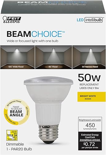 Miniatura 2 de Feit Electric PAR20ADJ930CA - Bombilla LED de 50 vatios equivalente a luz blanca brillante PAR20 regulable BeamChoice