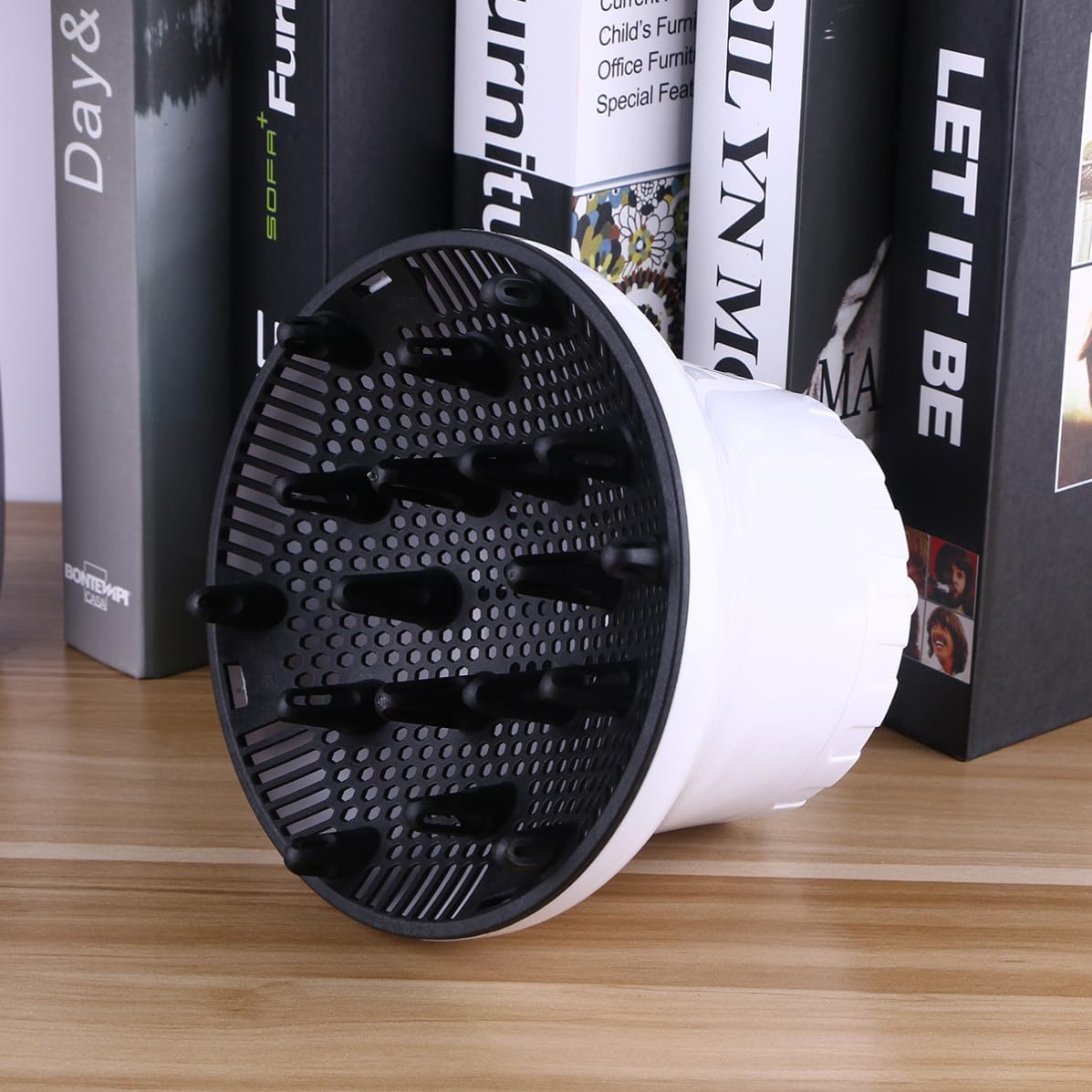 Hair Dryer Diffuser Nozzle with Deeper Bowl for Curly Hair White