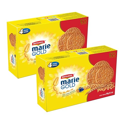 Britannia Marie Gold Cookies 21.16 oz (600g) Bocadillo crujiente de té Deliciosas galletas de comestibles (paquete de 2)