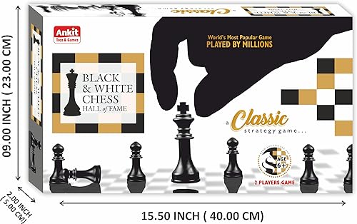 Miniatura 2 de Ankit Toys & Games Juego de ajedrez en blanco y negro  Juego de estrategia duradero y portátil para niños y adultos a partir de 6 años, perfecto