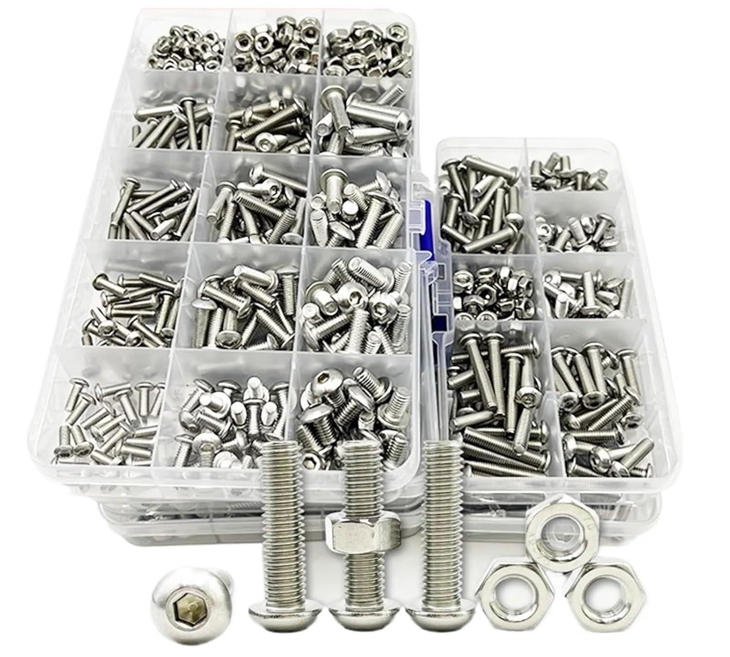 Bolt kit 690pcs Hex Button Socket Head Cap Screw and Nut Stainless Steel Hexagon Thread Machine Metric Nut Bolt Assortment Kit Set