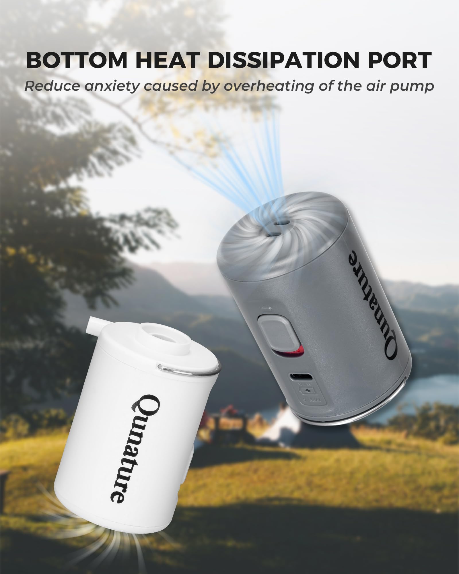 Pompa Elettrica Portatile per Materasso, Pompa Sottovuoto da Viaggio 4 kPa(160 L/min), con 5 Ugelli d'Aria per Letto Gonfiabile, Campeggio, Escursionismo