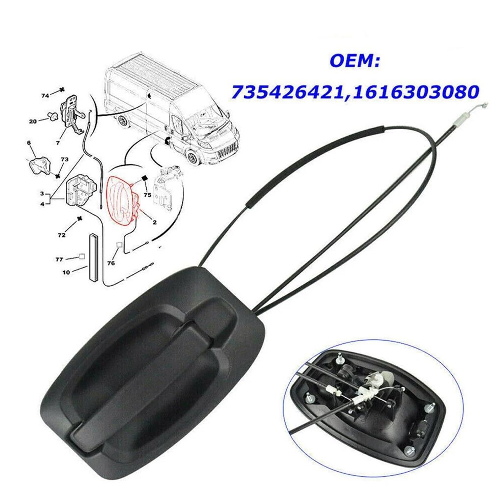 Serrure Poignée Porte Coulissante Fiat Ducato / Citroën Jumper / Peugeot Boxer MK3 2006-2014 – 735426421