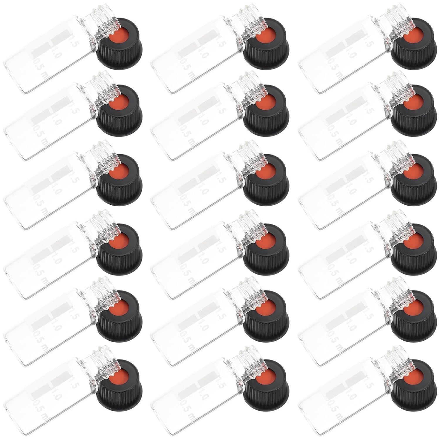 100pcs Glass Sample Vials with Screw Caps Liquid Storage Bottles for Lab Testing and Chemical High-Temperature Resistant Sealing Properties