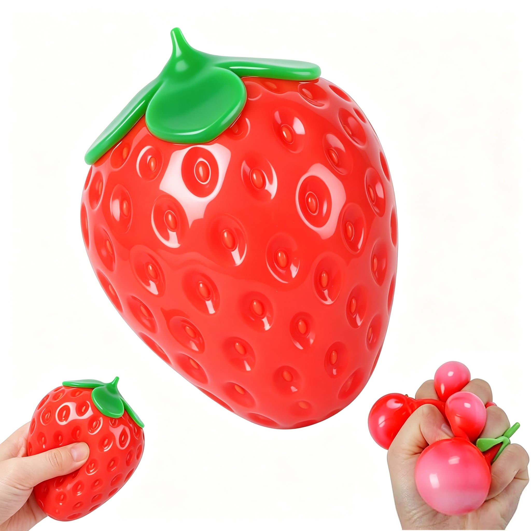 Giant Strawberry Squishy, Jumbo Big Strawberry Stress Ball,Lovely Cute Strawberry Slow Rising Squishies,Realistic Strawberry Squishy Fidget Toy,Soft Stress Ball for Kids Adults,Desk,Bedroom(Red)