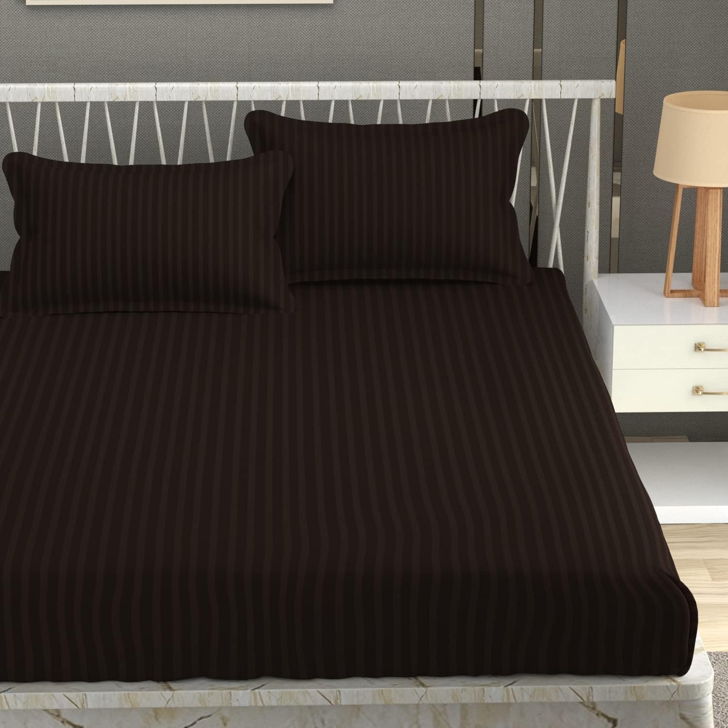 Blue Strip Polycotton Bedsheet, Double 90x100 (Coffee)