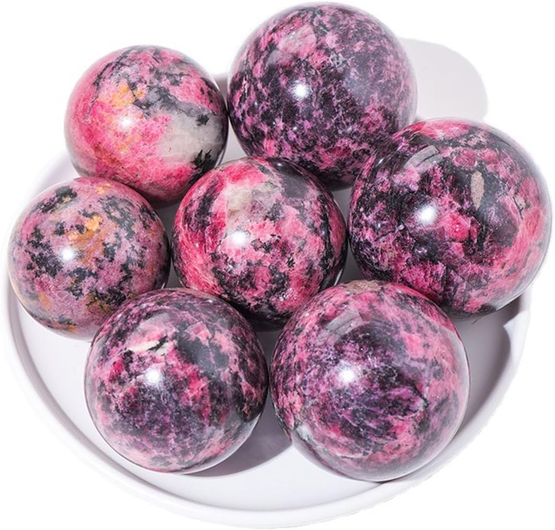Rose Tourmaline Rose Quartz Sphere,Crystal Ball Ornaments with Stand, Feng Shui Decoration Small Crystal Accent Orbs for Home Decor,9cm