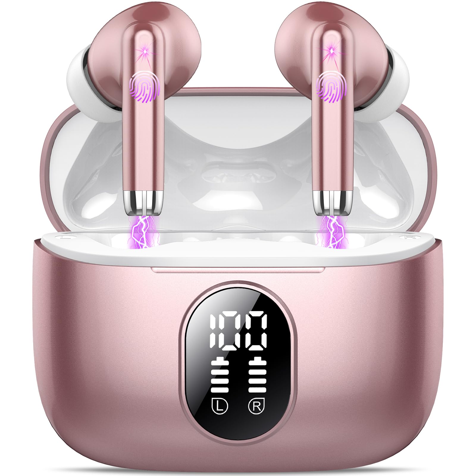 QXQ Bluetooth Kopfhörer, Neue Kopfhörer Kabellos Sport In Ear Bluetooth 5.4 Headphones mit 4 Mics, 40 Std Kabellose Kopfhörer Tiefer Bass, Noise Cancelling Earbuds Kompatibel Android iOS