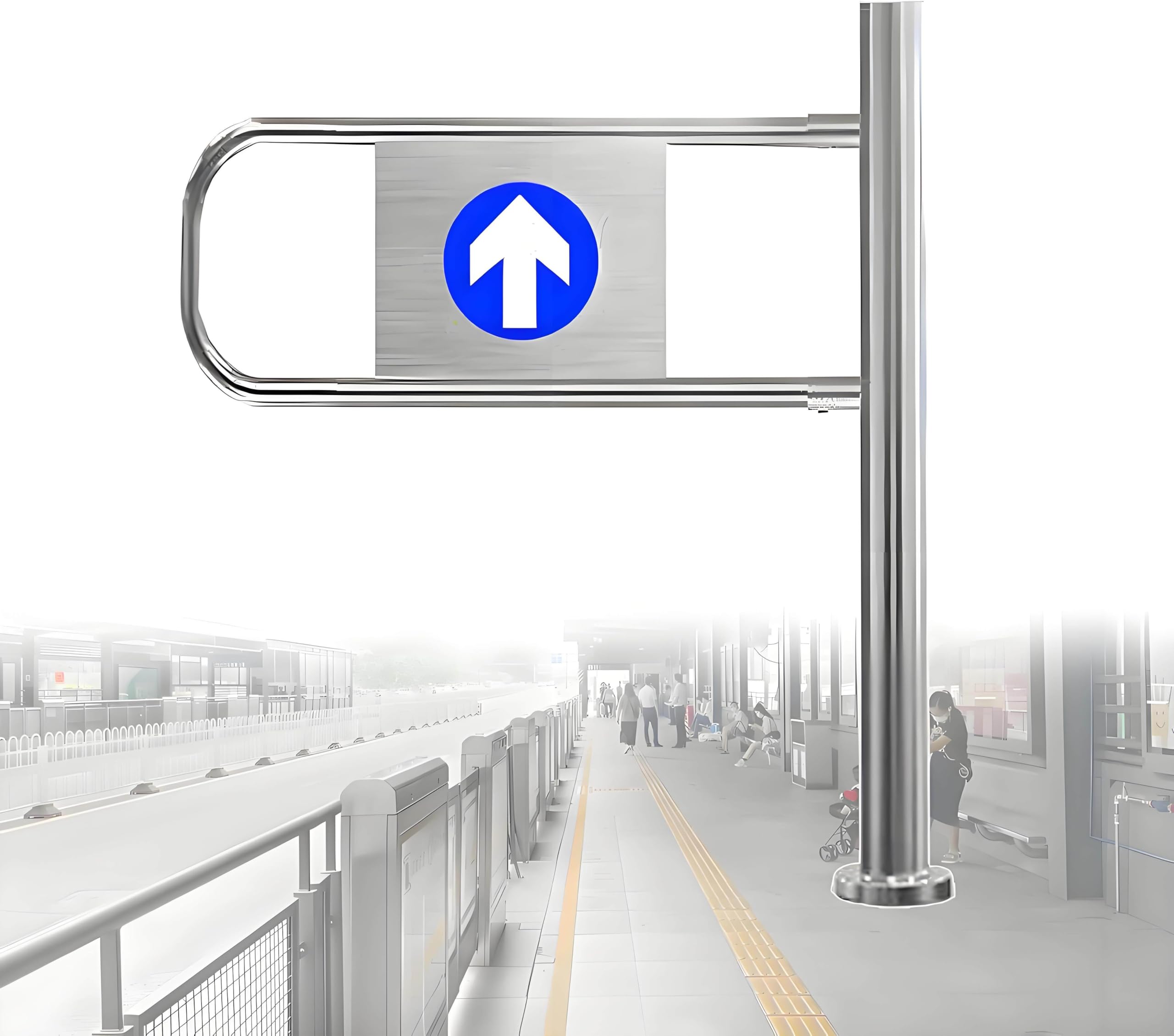 Generico Cancello a Battente Automatico in Acciaio Inox - Porta a Chiusura unidirezionale per supermercati e Magazzini - Accesso pedonale in Metallo Resistente - Funzione di Ritorno Automatico - Canc