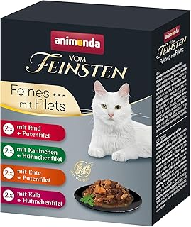 animonda vom Feinsten Selection Wet Cat Food with Fillets, 8 Portion Bags (8 x 85 g), Grain-Free Cat Food Wet without Sugar, with Meaty Ingredients, Variety Mix product image