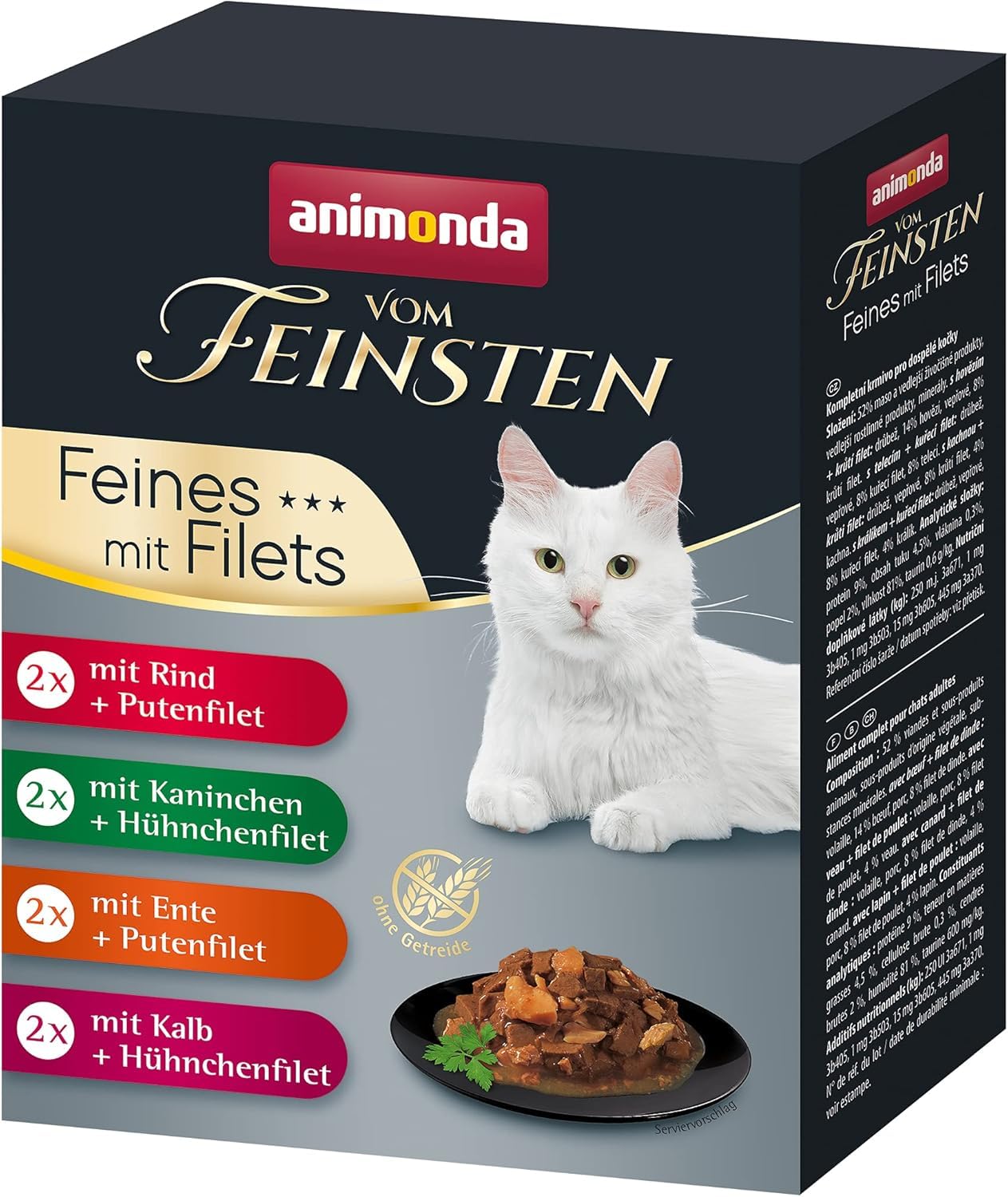 animonda vom Feinsten Katzennassfutter Selection mit Filets, 8 Portionsbeutel (8 x 85 g), getreidefreies Katzenfutter nass ohne Zucker, mit fleischigen Zutaten, Sortenmix