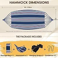 Vista 2 de Hamaca de algodón Anyoo, hamacas de camping portátiles para colgar, hamacas de jardín resistentes y cómodas de tela con correas para árboles