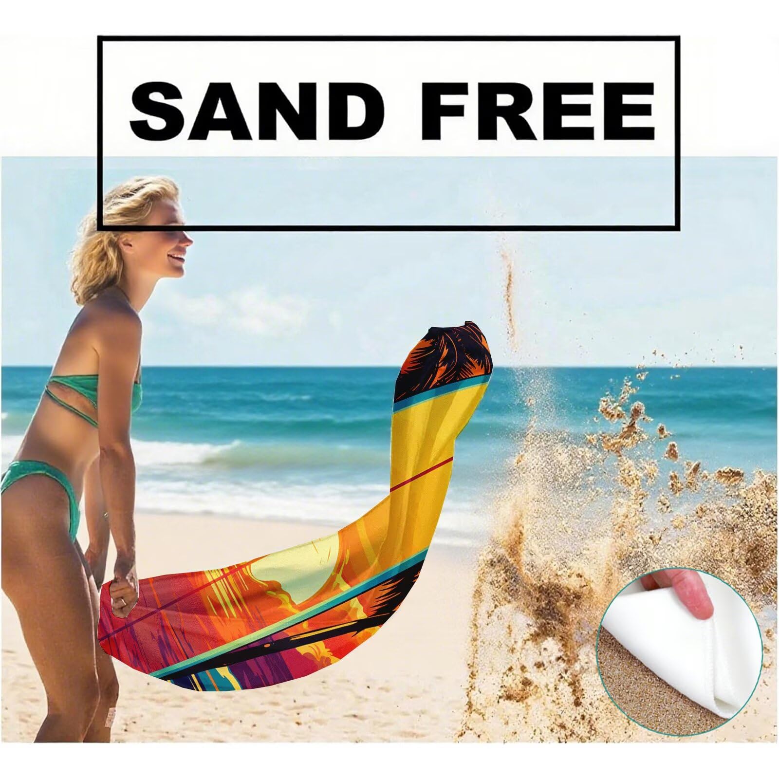 Telo Mare Microfibra, Telo Mare Grande 200x100 cm Set da 2, Antisabbia Asciugatura Rapida Assorbente Salvietta da Spiaggia Asciugamano per Palestra Piscina Viaggi Picnic, Regali Donna Estate Q-767