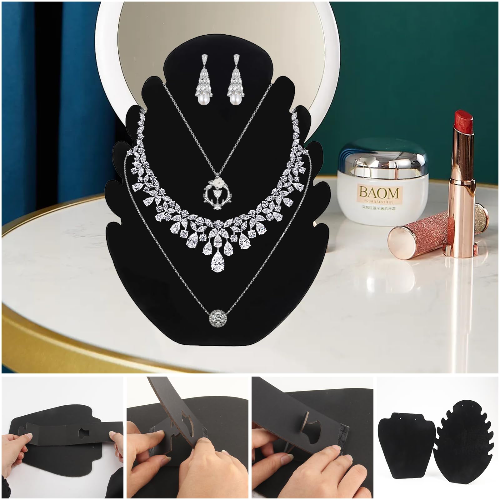 KOMBIUDA Schmuckständer Aus Samt - Höhenverstellbare Halskettenbüste Für Präsentation