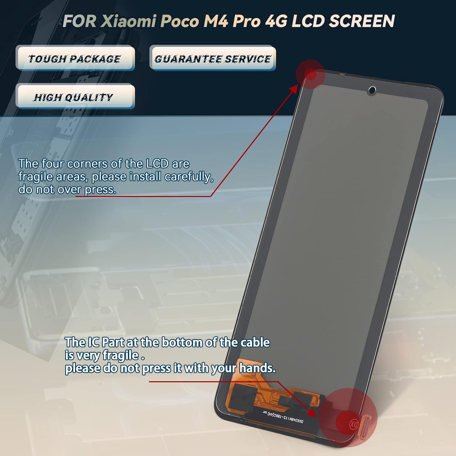 YWLRONG Display for Xiaomi Poco M4 Pro 4G Screen Replacement Touch LCD Display Digitizer Assembly for 2201117PI 2201117PG with Tool