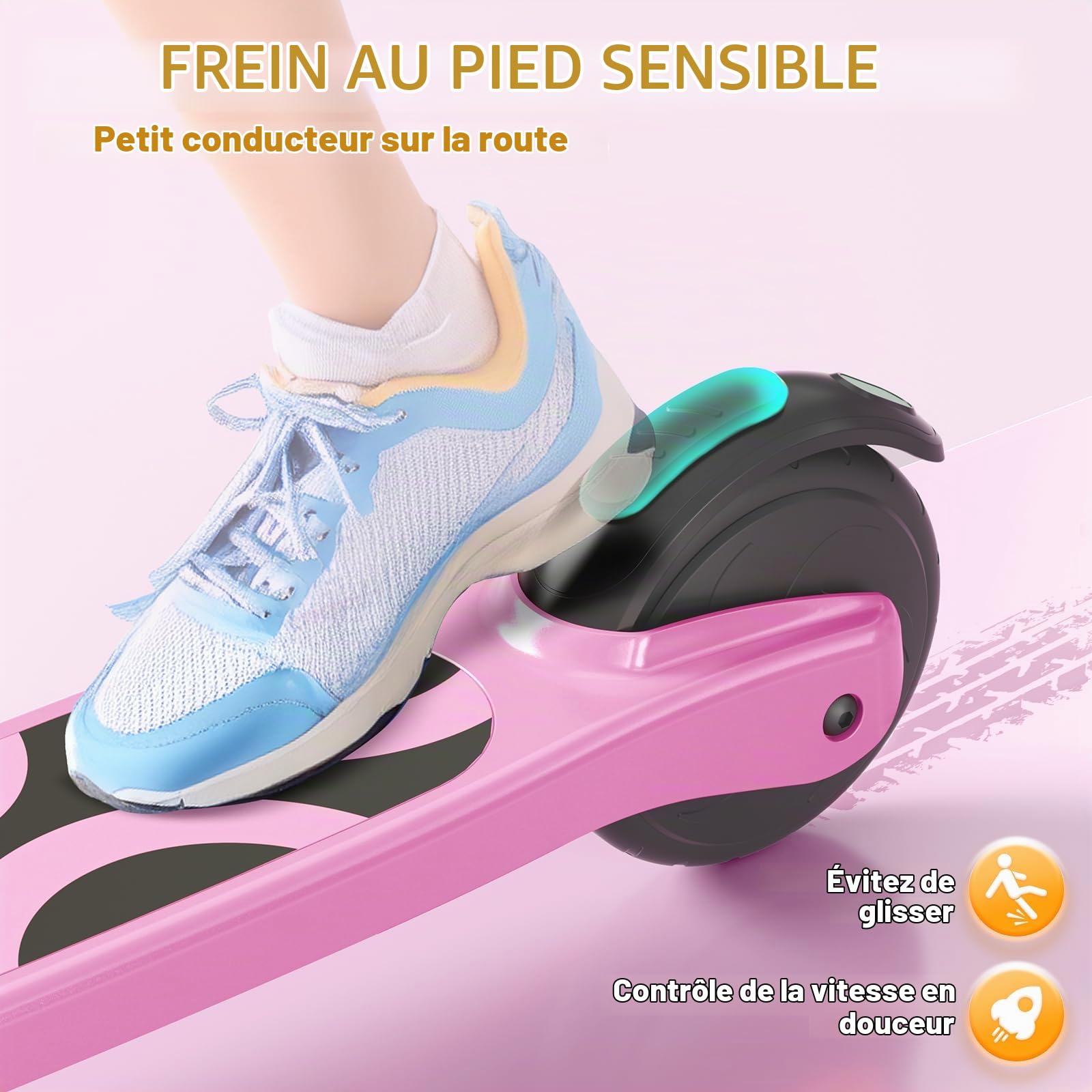 SISIGAD Trottinette électrique pour Enfants de 6 à 10 Ans, 5,3 ", avec lumières LED Clignotantes et 3 hauteurs réglables, Moteur de 45 W, Charge maximale : 70 kg