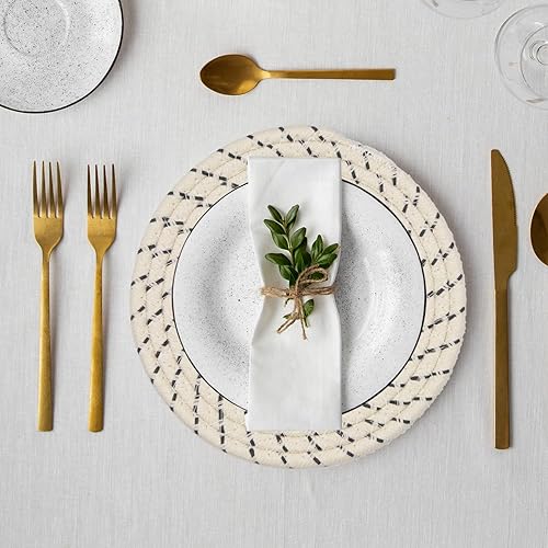 Miniatura 5 de Juego de agarraderas de algodón para ollas de algodón con tejido de hilo, soportes para ollas calientes, decoración del hogar, agarraderas tejidas